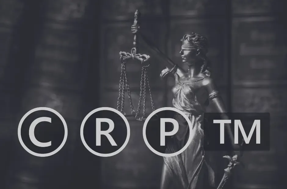 Intellectual Property Investigations are represented by the scales of Justice with symbols for copyright, patent and trademark symbols